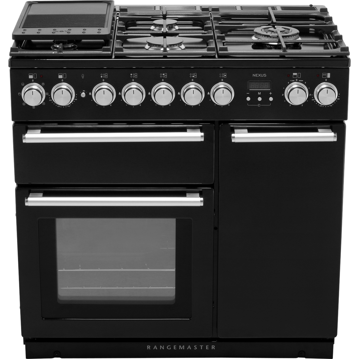 Rangemaster Nexus NEX90DFFBL-C 90cm Dual Fuel Range Cooker - Black - A-A Rated