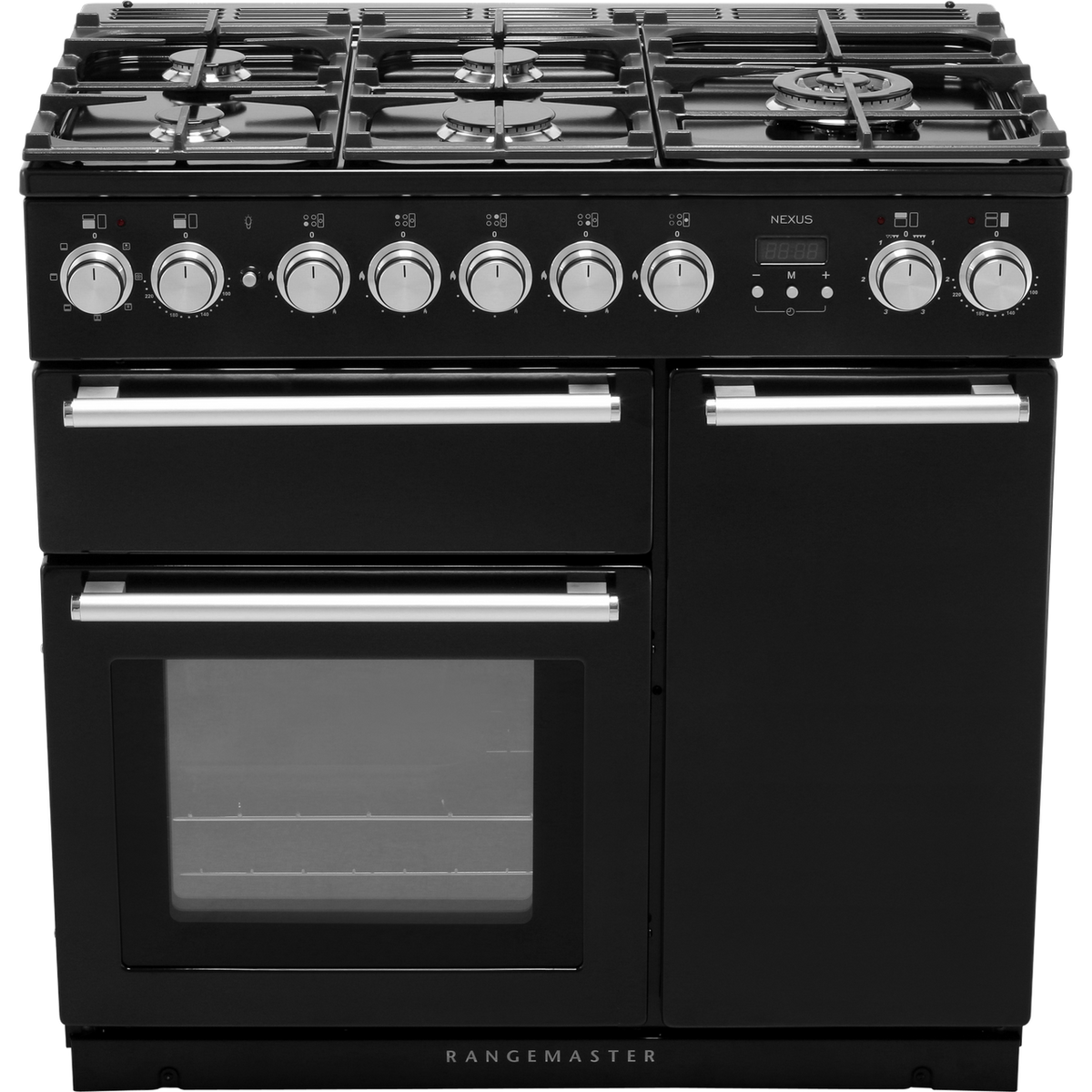 Rangemaster Nexus NEX90DFFBL-C 90cm Dual Fuel Range Cooker - Black - A-A Rated