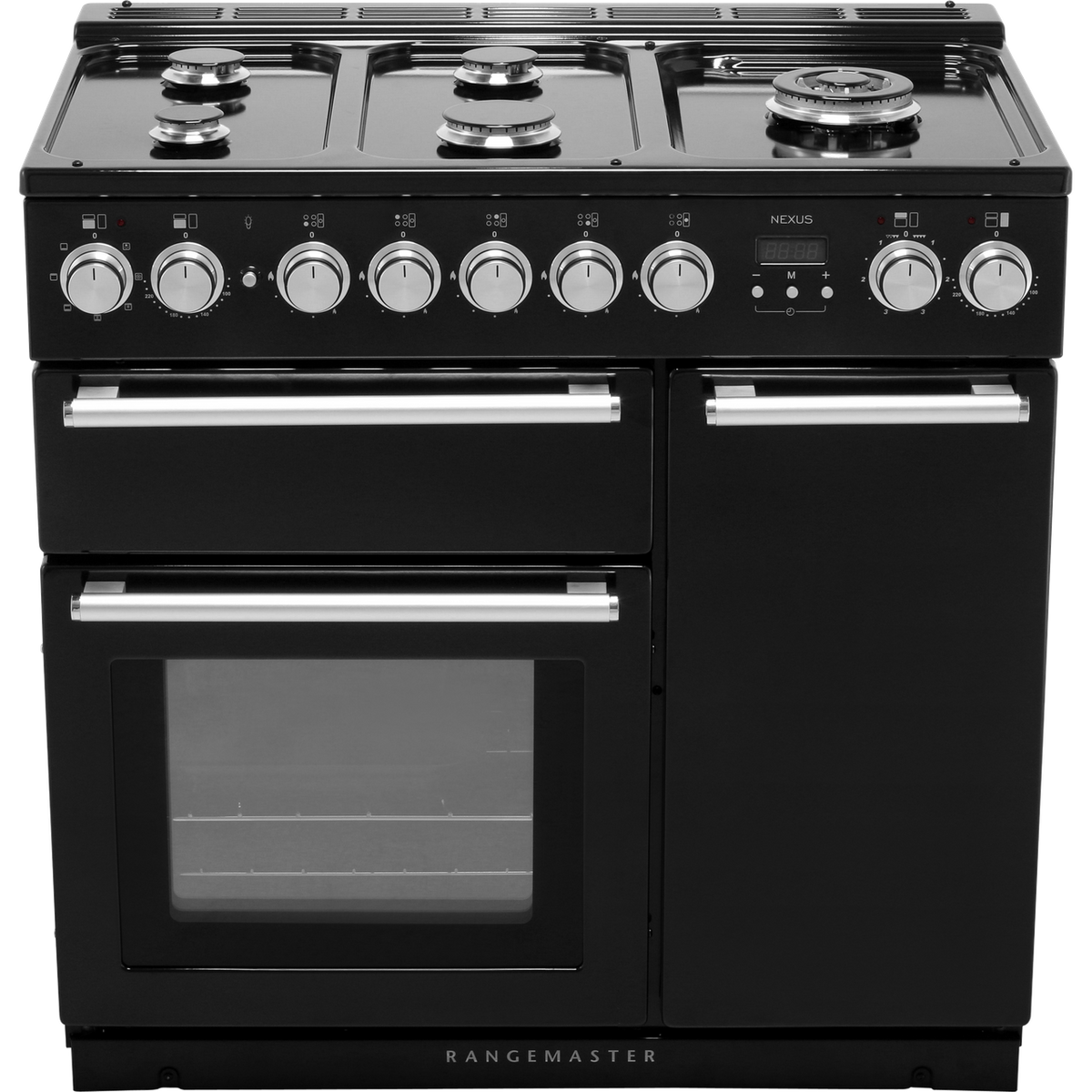 Rangemaster Nexus NEX90DFFBL-C 90cm Dual Fuel Range Cooker - Black - A-A Rated