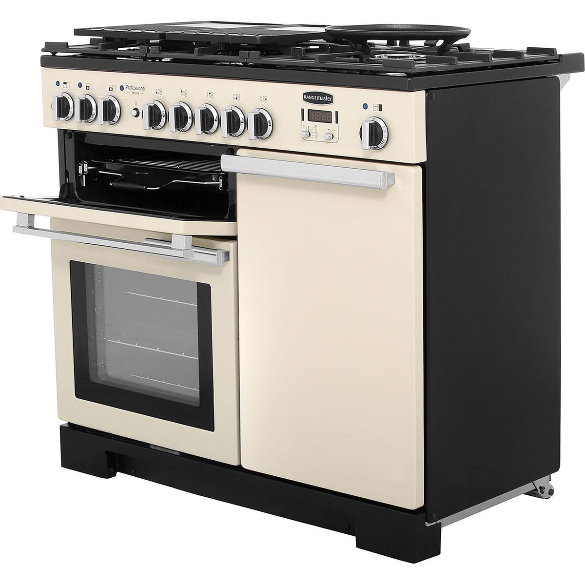 Rangemaster Professional Deluxe PDL100DFFCR-C 100cm Dual Fuel Range Cooker - Cream - A-A Rated