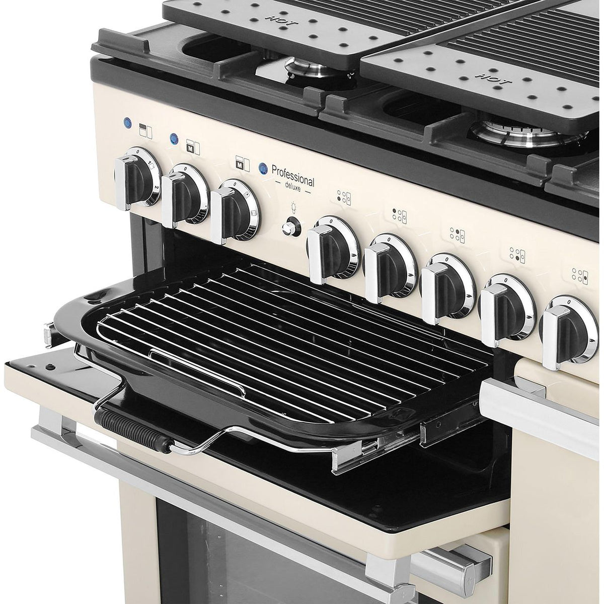 Rangemaster Professional Deluxe PDL100DFFCR-C 100cm Dual Fuel Range Cooker - Cream - A-A Rated