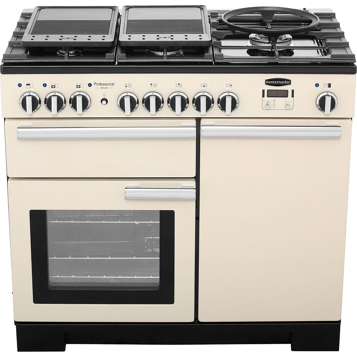 Rangemaster Professional Deluxe PDL100DFFCR-C 100cm Dual Fuel Range Cooker - Cream - A-A Rated