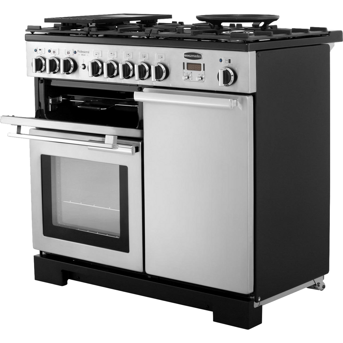 Rangemaster Professional Deluxe PDL100DFFSS-C 100cm Dual Fuel Range Cooker - Stainless Steel - A-A Rated