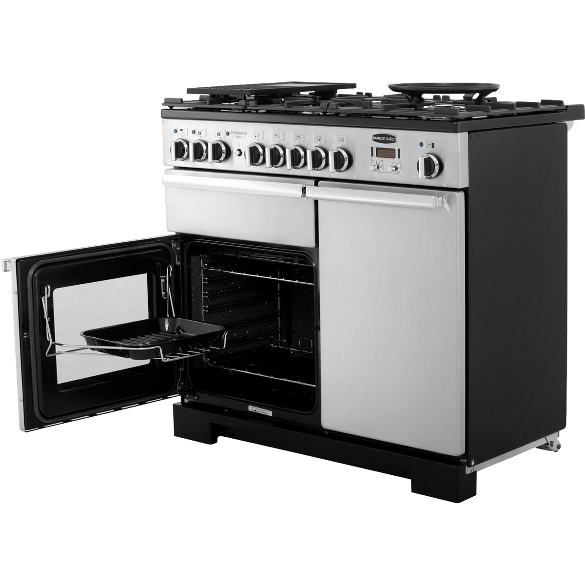 Rangemaster Professional Deluxe PDL100DFFSS-C 100cm Dual Fuel Range Cooker - Stainless Steel - A-A Rated