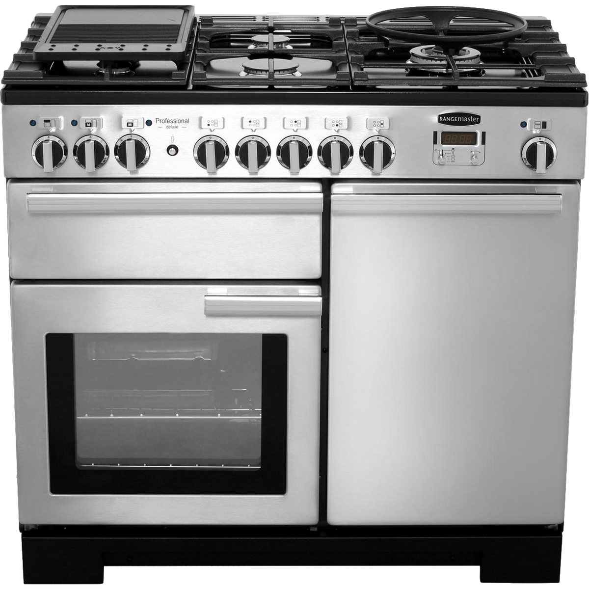 Rangemaster Professional Deluxe PDL100DFFSS-C 100cm Dual Fuel Range Cooker - Stainless Steel - A-A Rated