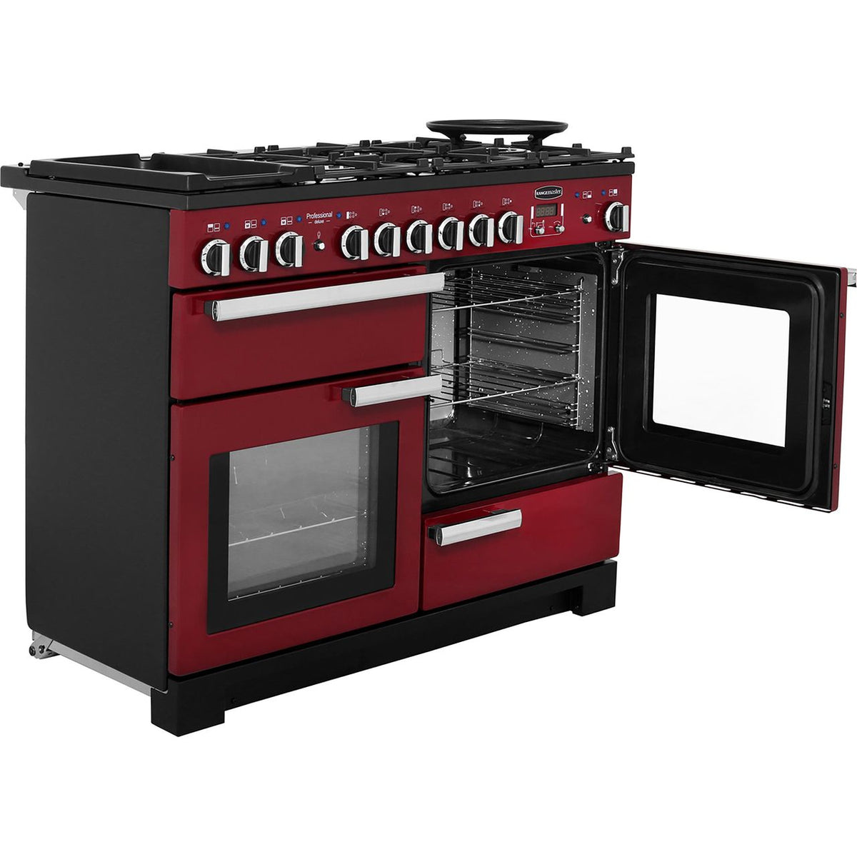 Rangemaster Professional Deluxe PDL110DFFCY-C 110cm Dual Fuel Range Cooker - Cranberry - A-A Rated