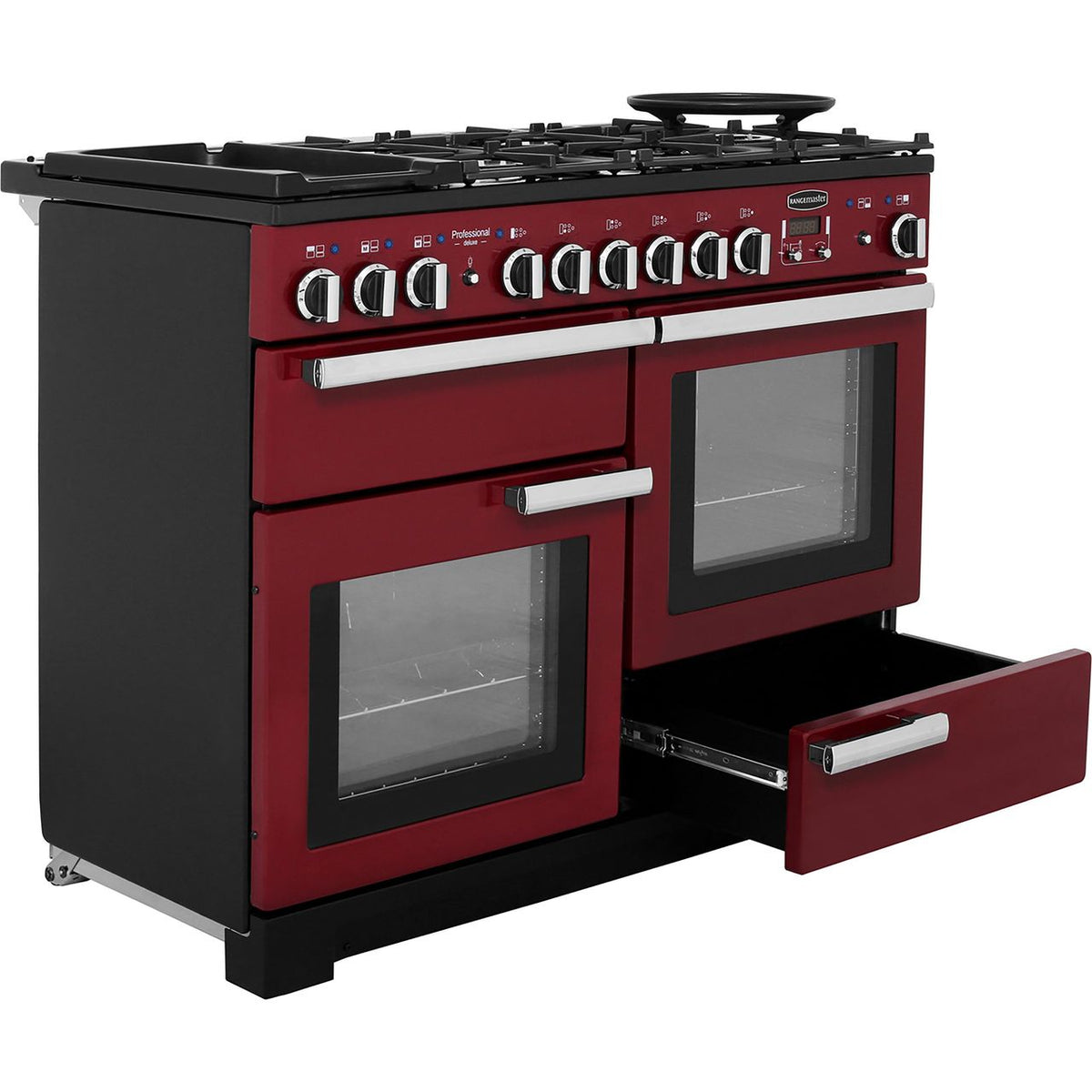 Rangemaster Professional Deluxe PDL110DFFCY-C 110cm Dual Fuel Range Cooker - Cranberry - A-A Rated