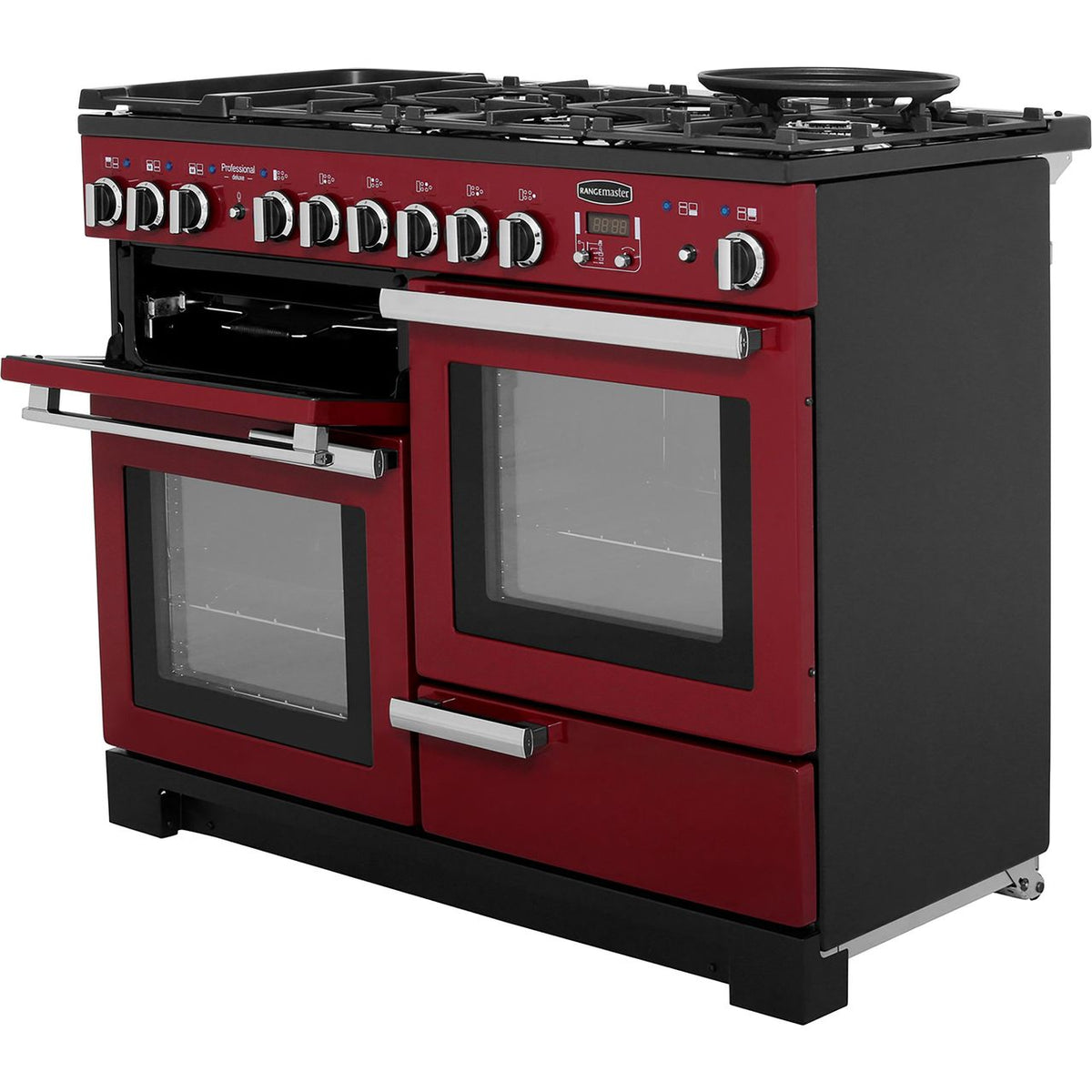 Rangemaster Professional Deluxe PDL110DFFCY-C 110cm Dual Fuel Range Cooker - Cranberry - A-A Rated