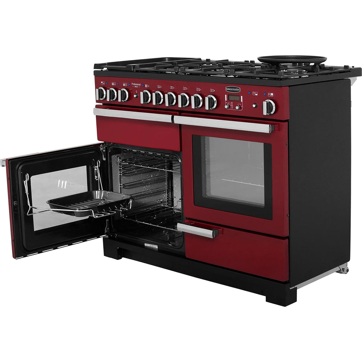 Rangemaster Professional Deluxe PDL110DFFCY-C 110cm Dual Fuel Range Cooker - Cranberry - A-A Rated