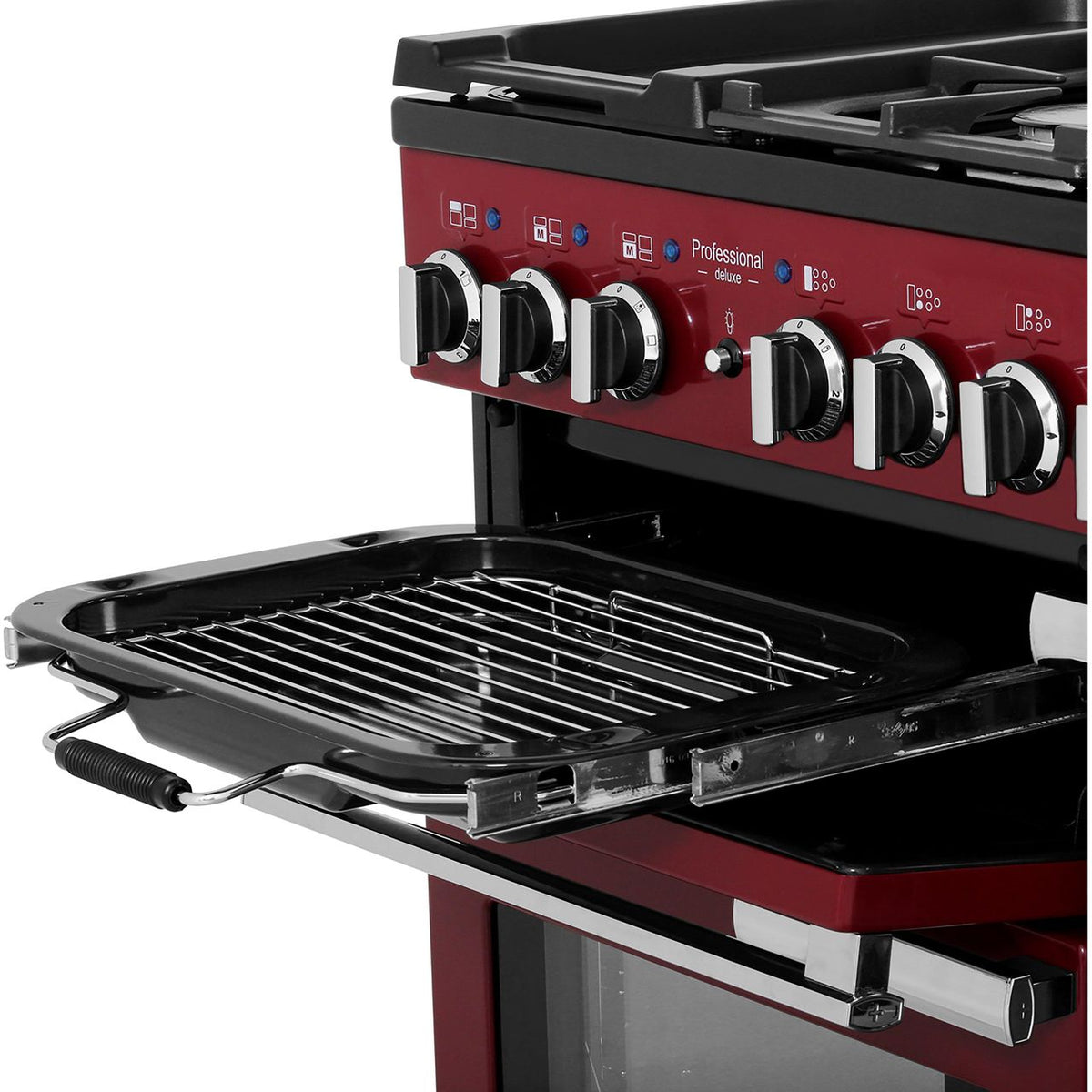 Rangemaster Professional Deluxe PDL110DFFCY-C 110cm Dual Fuel Range Cooker - Cranberry - A-A Rated