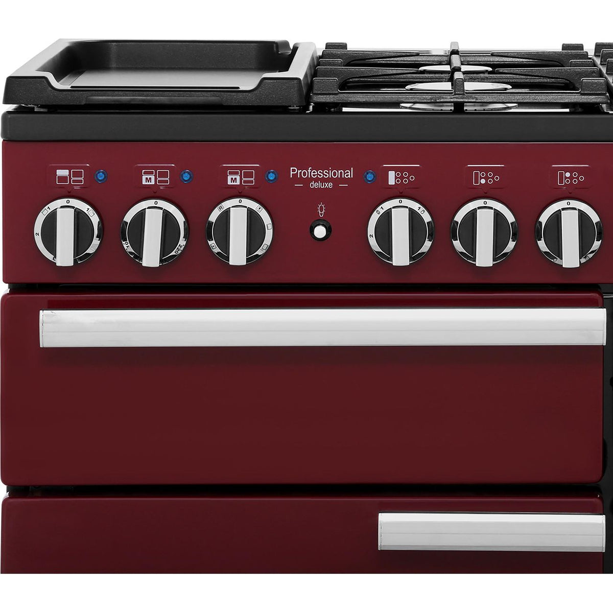 Rangemaster Professional Deluxe PDL110DFFCY-C 110cm Dual Fuel Range Cooker - Cranberry - A-A Rated