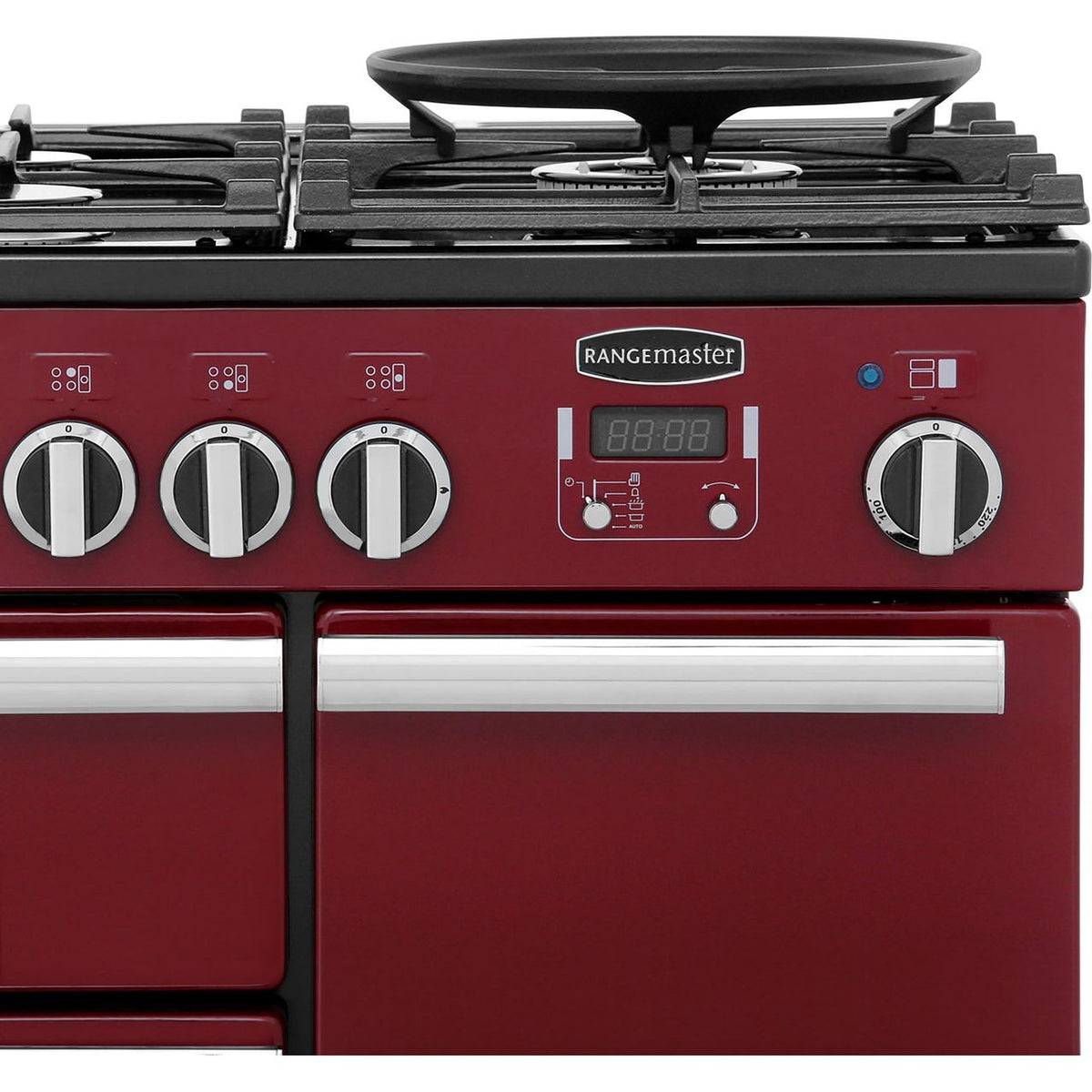 Rangemaster Professional Deluxe PDL90DFFCY-C 90cm Dual Fuel Range Cooker - Cranberry - A-A Rated