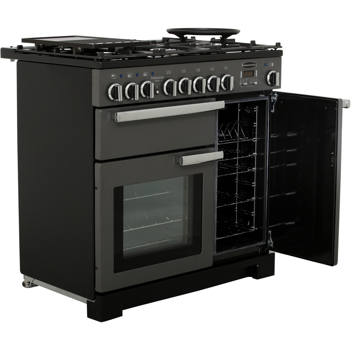 Rangemaster Professional Deluxe PDL90DFFSL-C 90cm Dual Fuel Range Cooker - Slate - A-A Rated