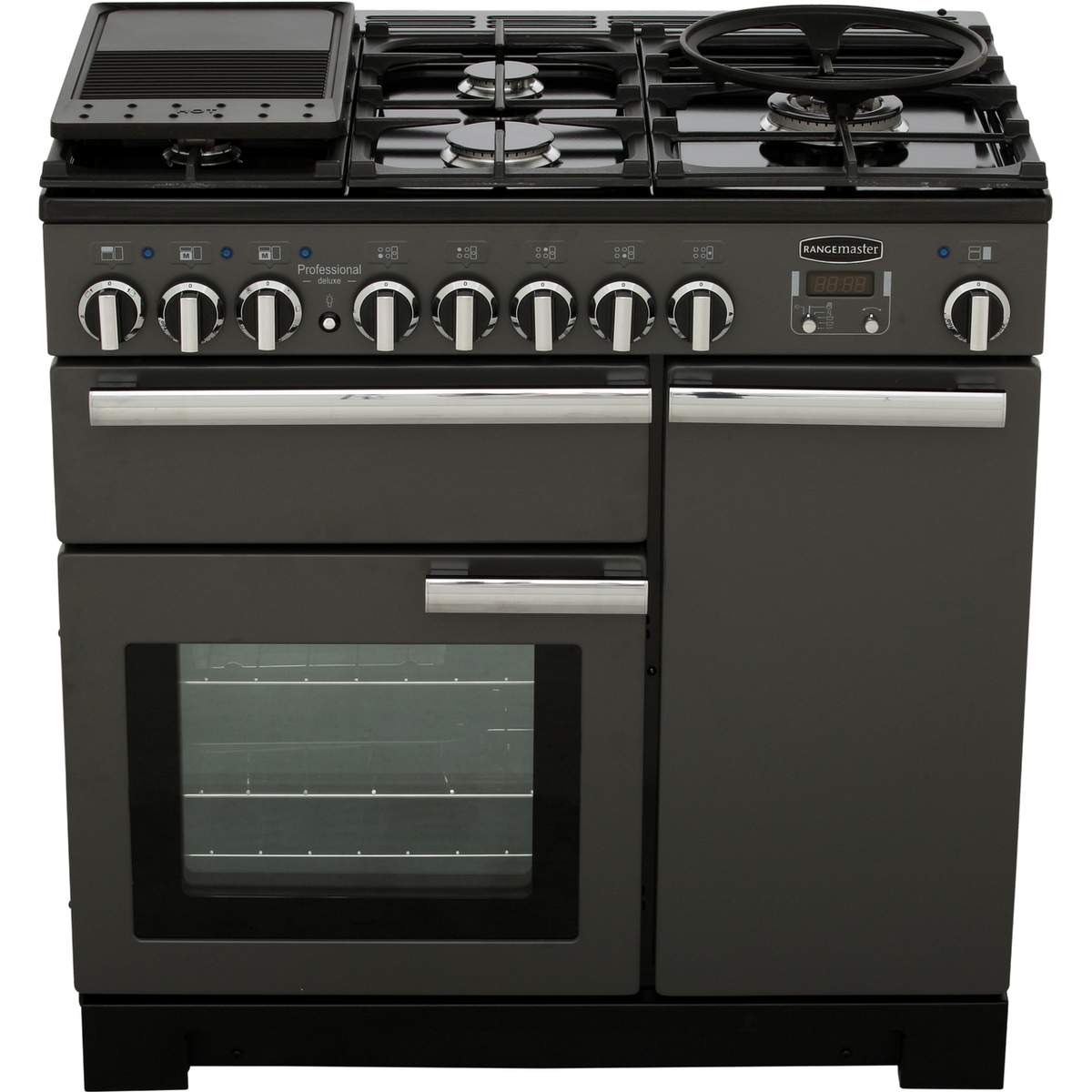 Rangemaster Professional Deluxe PDL90DFFSL-C 90cm Dual Fuel Range Cooker - Slate - A-A Rated