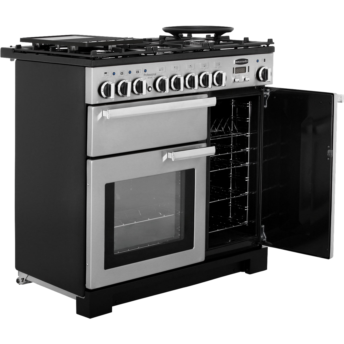 Rangemaster Professional Deluxe PDL90DFFSS-C 90cm Dual Fuel Range Cooker - Stainless Steel - A-A Rated