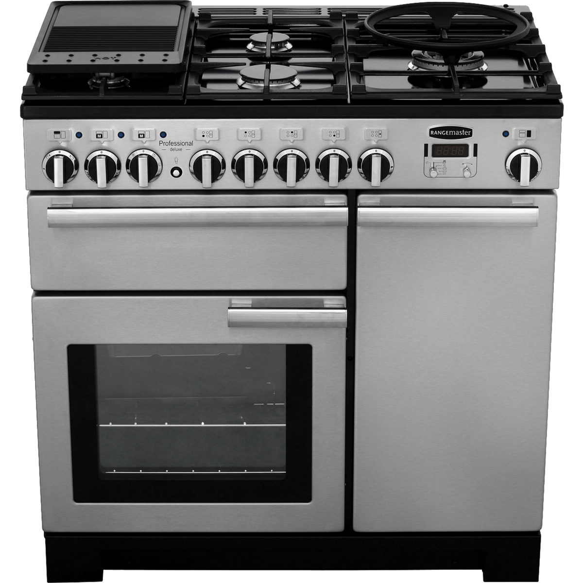 Rangemaster Professional Deluxe PDL90DFFSS-C 90cm Dual Fuel Range Cooker - Stainless Steel - A-A Rated