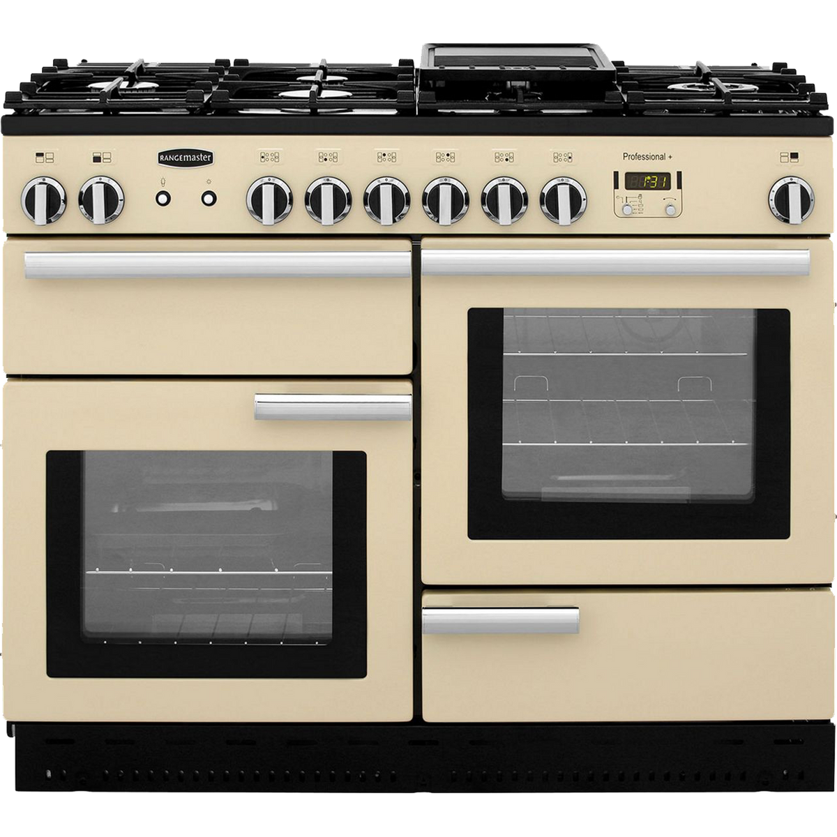 Rangemaster Professional Plus PROP110NGFCR-C 110cm Gas Range Cooker - Cream - Chrome - A+-A+ Rated