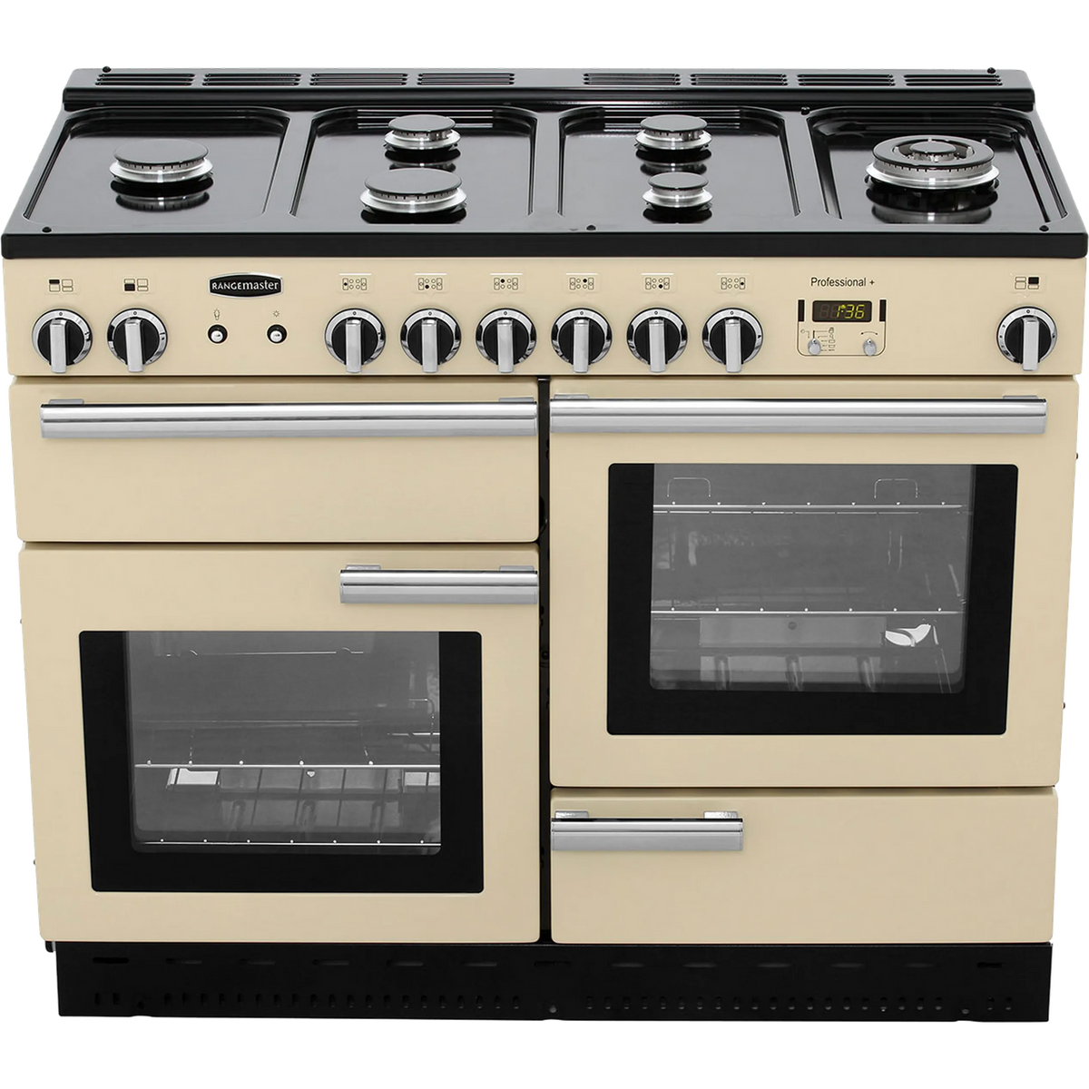 Rangemaster Professional Plus PROP110NGFCR-C 110cm Gas Range Cooker - Cream - Chrome - A+-A+ Rated