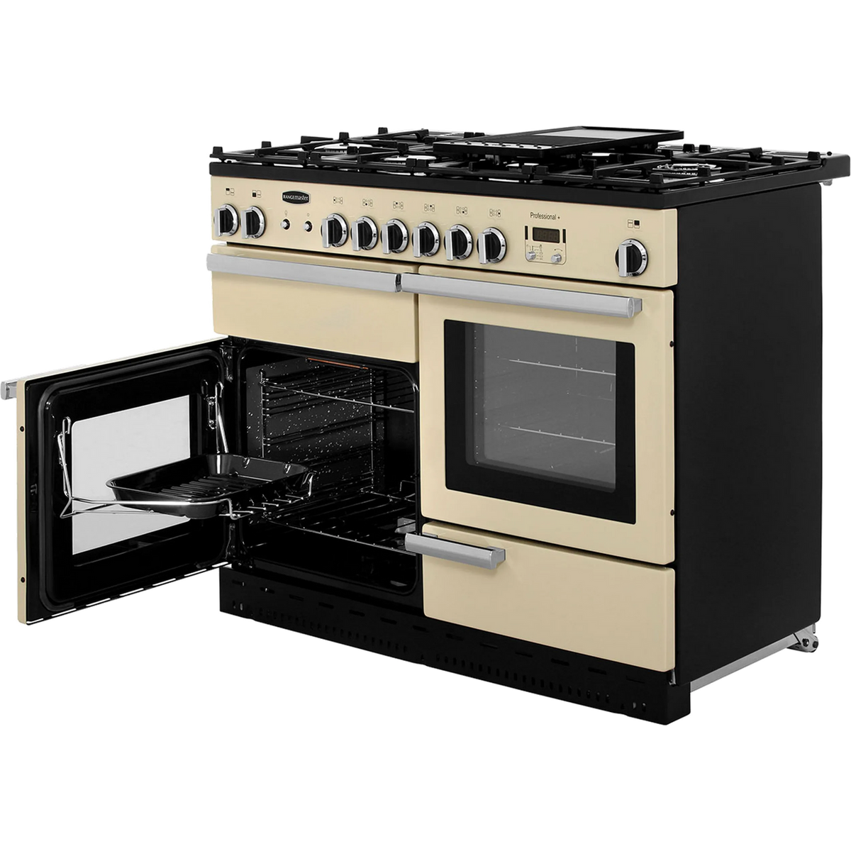 Rangemaster Professional Plus PROP110NGFCR-C 110cm Gas Range Cooker - Cream - Chrome - A+-A+ Rated