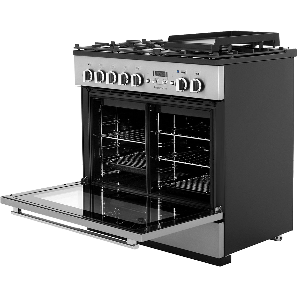 Rangemaster Professional Plus FX PROP90FXDFFSS-C 90cm Dual Fuel Range Cooker - Stainless Steel - Chrome - A Rated