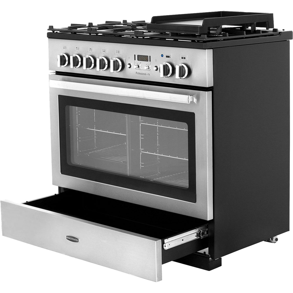 Rangemaster Professional Plus FX PROP90FXDFFSS-C 90cm Dual Fuel Range Cooker - Stainless Steel - Chrome - A Rated