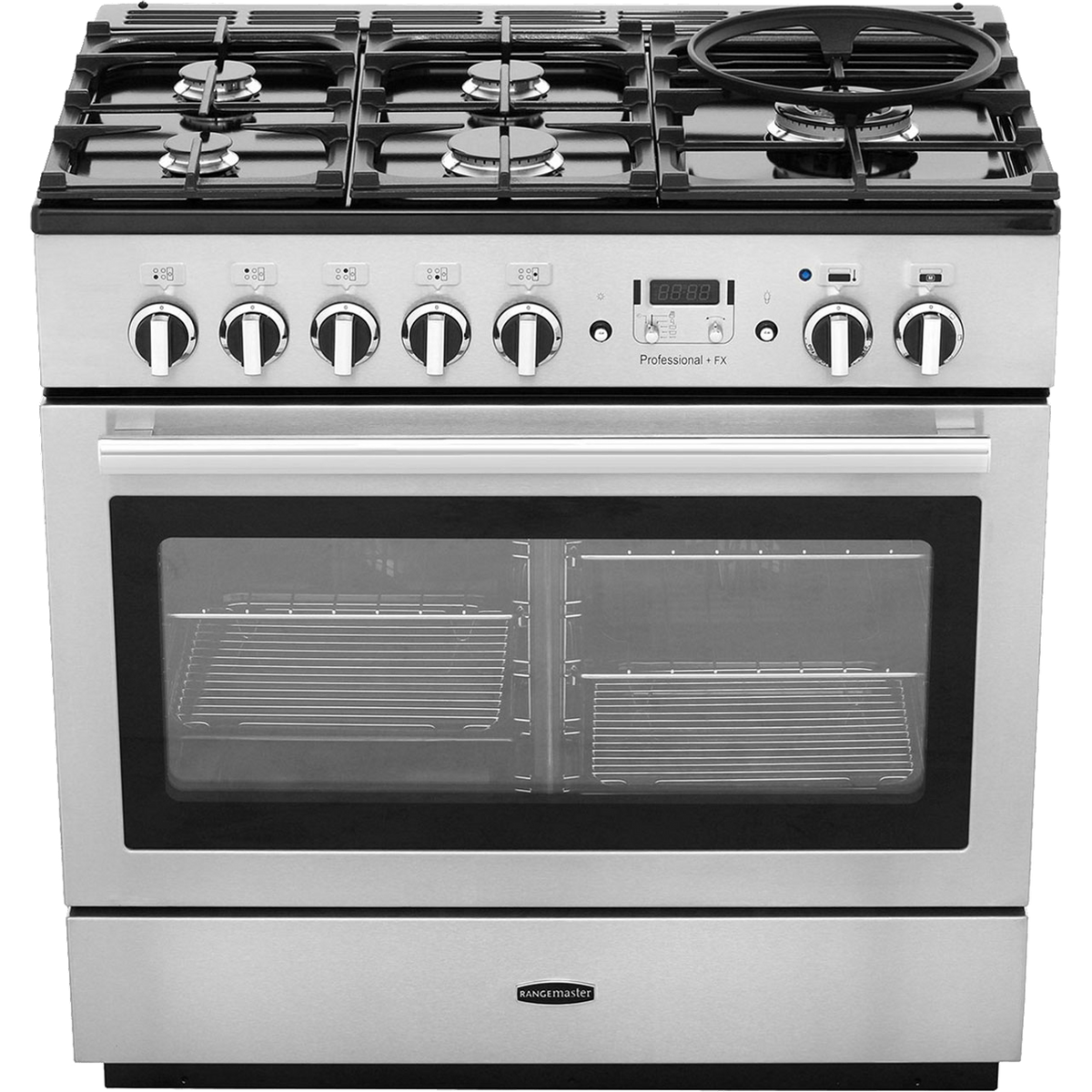 Rangemaster Professional Plus FX PROP90FXDFFSS-C 90cm Dual Fuel Range Cooker - Stainless Steel - Chrome - A Rated