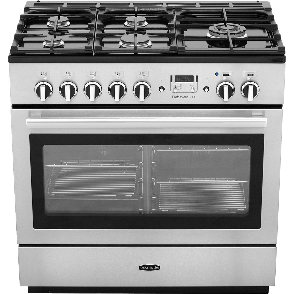 Rangemaster Professional Plus FX PROP90FXDFFSS-C 90cm Dual Fuel Range Cooker - Stainless Steel - Chrome - A Rated