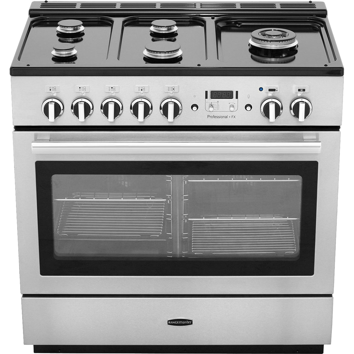 Rangemaster Professional Plus FX PROP90FXDFFSS-C 90cm Dual Fuel Range Cooker - Stainless Steel - Chrome - A Rated