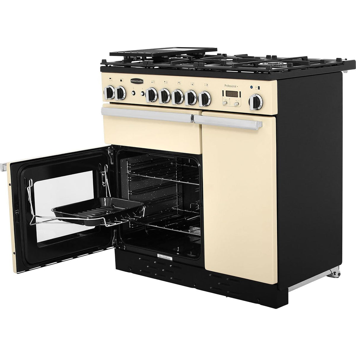 Rangemaster Professional Plus PROP90NGFCR-C 90cm Gas Range Cooker with Electric Fan Oven - Cream - A+-A Rated