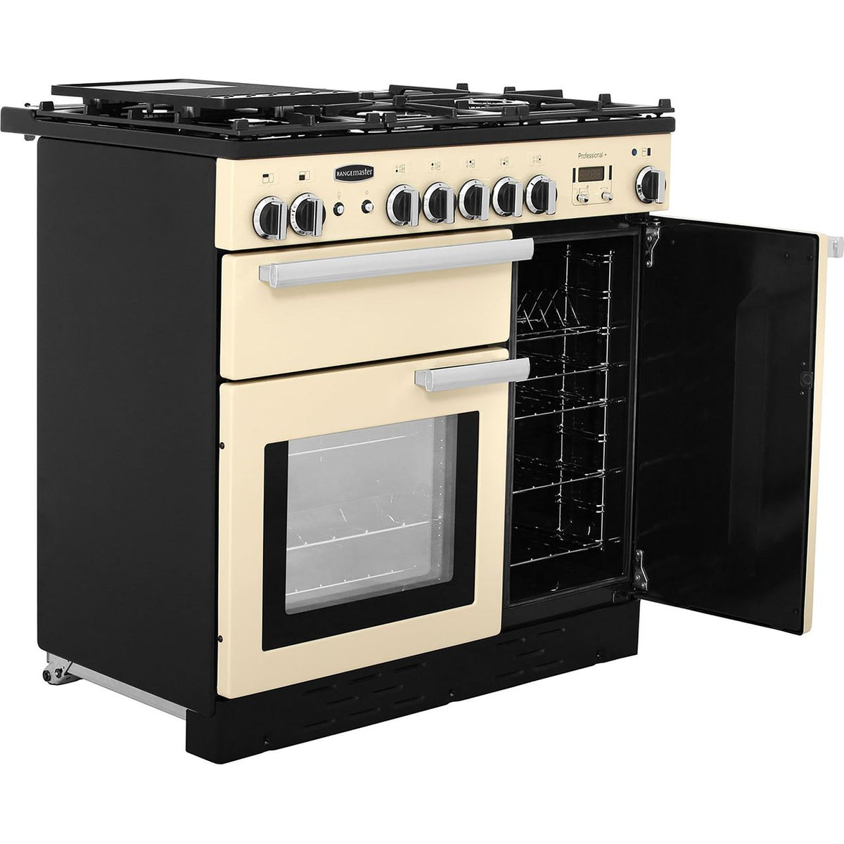 Rangemaster Professional Plus PROP90NGFCR-C 90cm Gas Range Cooker with Electric Fan Oven - Cream - A+-A Rated