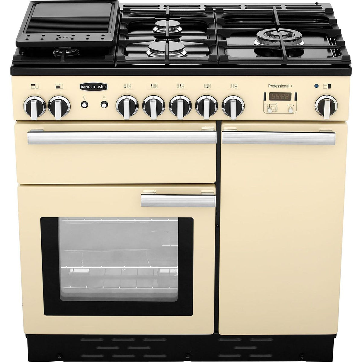 Rangemaster Professional Plus PROP90NGFCR-C 90cm Gas Range Cooker with Electric Fan Oven - Cream - A+-A Rated