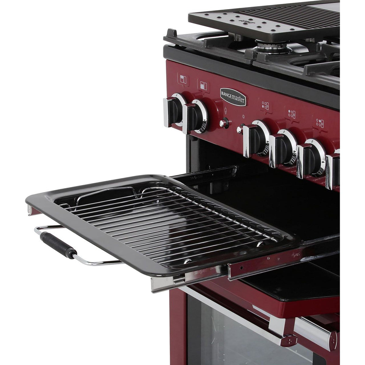 Rangemaster Professional Plus PROP90NGFCY-C 90cm Gas Range Cooker with Electric Fan Oven - Cranberry - A+-A Rated