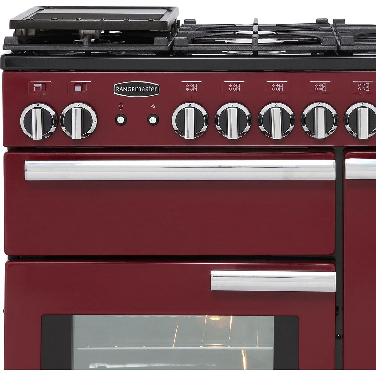 Rangemaster Professional Plus PROP90NGFCY-C 90cm Gas Range Cooker with Electric Fan Oven - Cranberry - A+-A Rated