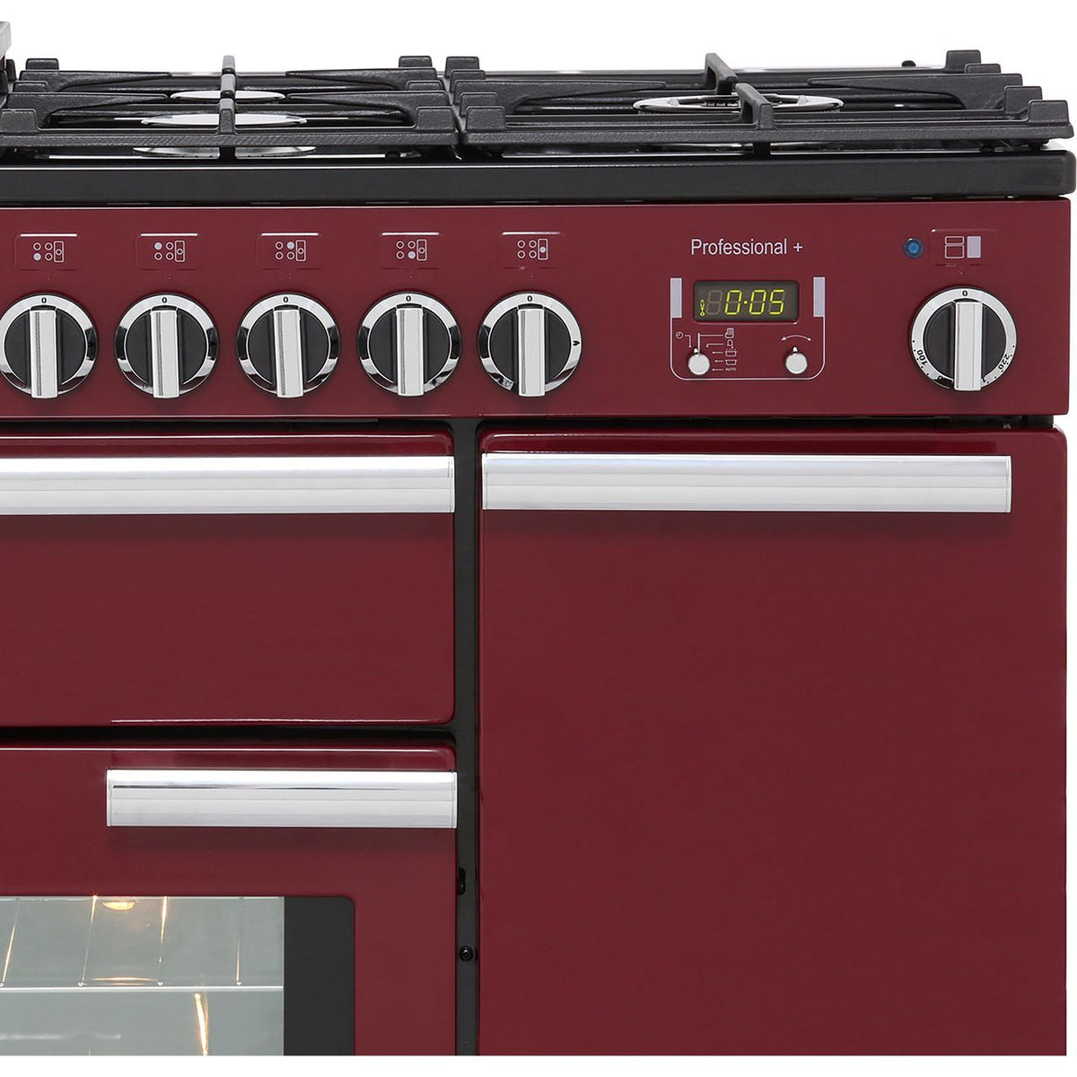 Rangemaster Professional Plus PROP90NGFCY-C 90cm Gas Range Cooker with Electric Fan Oven - Cranberry - A+-A Rated