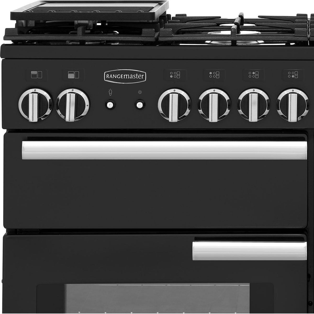 Rangemaster Professional Plus PROP90NGFGB-C 90cm Gas Range Cooker with Electric Fan Oven - Black - A+-A Rated