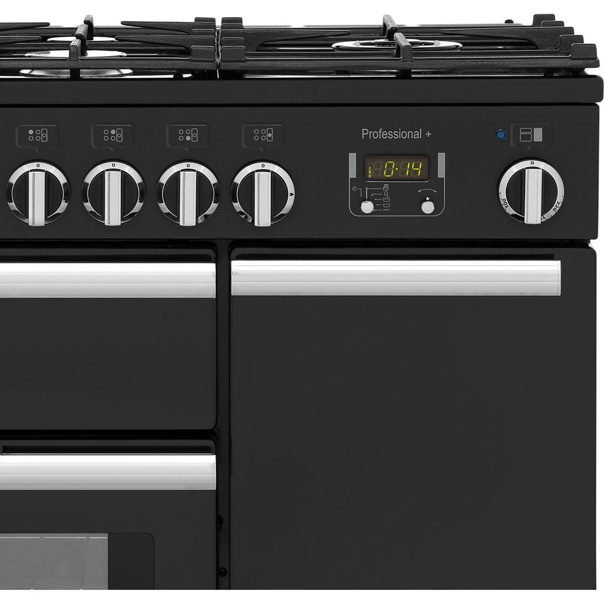 Rangemaster Professional Plus PROP90NGFGB-C 90cm Gas Range Cooker with Electric Fan Oven - Black - A+-A Rated