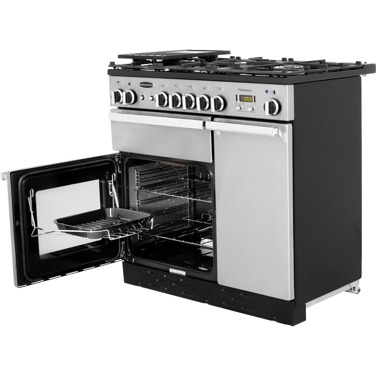 Rangemaster Professional Plus PROP90NGFSS-C 90cm Gas Range Cooker with Electric Fan Oven - Stainless Steel - A+-A Rated