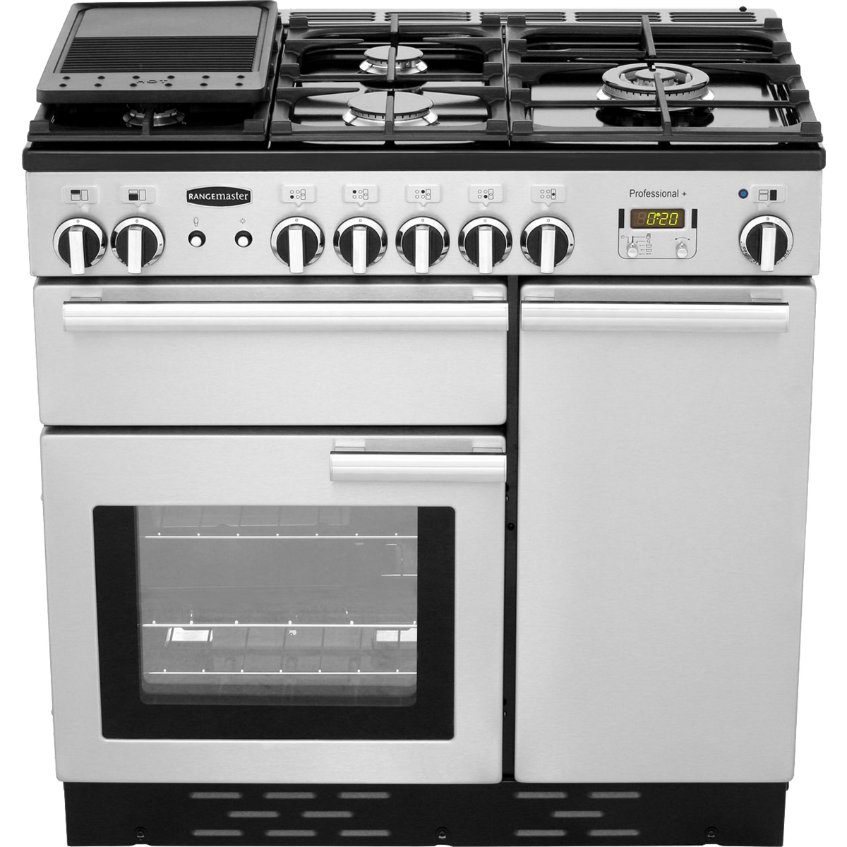 Rangemaster Professional Plus PROP90NGFSS-C 90cm Gas Range Cooker with Electric Fan Oven - Stainless Steel - A+-A Rated