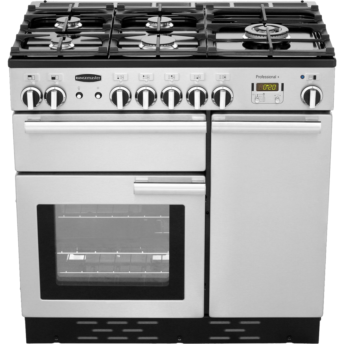 Rangemaster Professional Plus PROP90NGFSS-C 90cm Gas Range Cooker with Electric Fan Oven - Stainless Steel - A+-A Rated