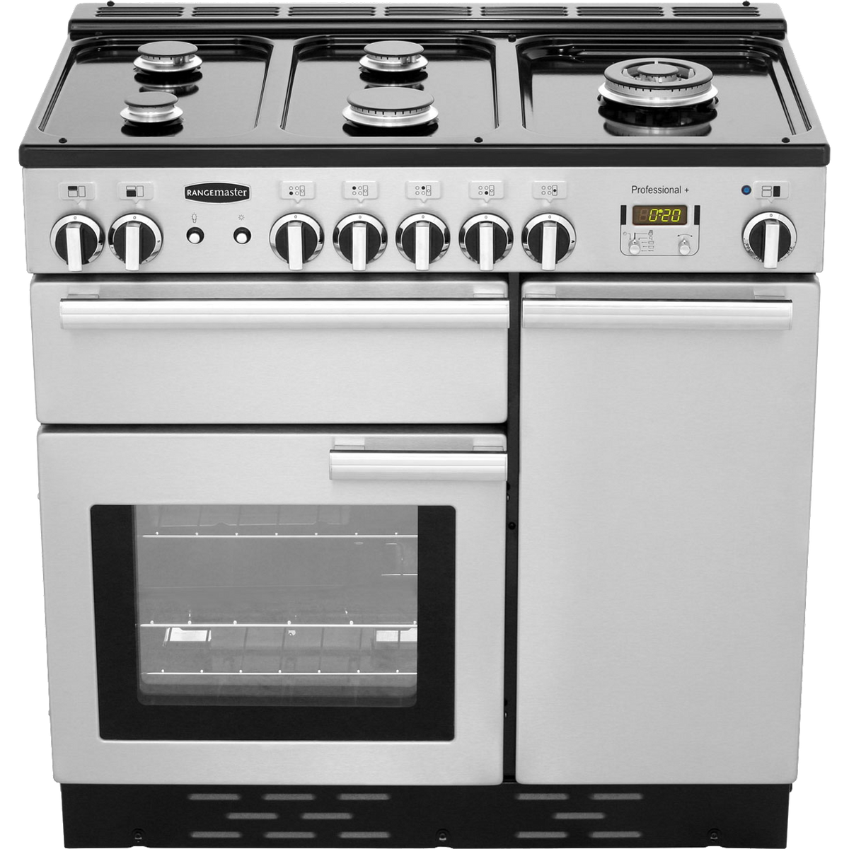 Rangemaster Professional Plus PROP90NGFSS-C 90cm Gas Range Cooker with Electric Fan Oven - Stainless Steel - A+-A Rated