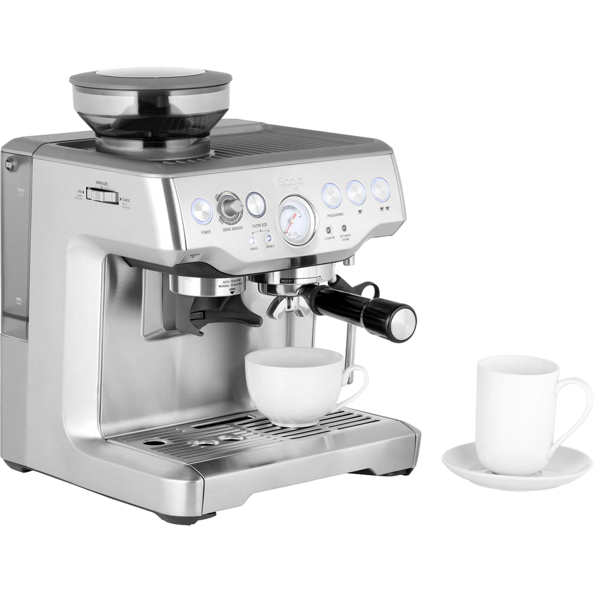 Sage The Barista Express BES875UK Espresso Coffee Machine with Integrated Burr Grinder - Brushed Steel