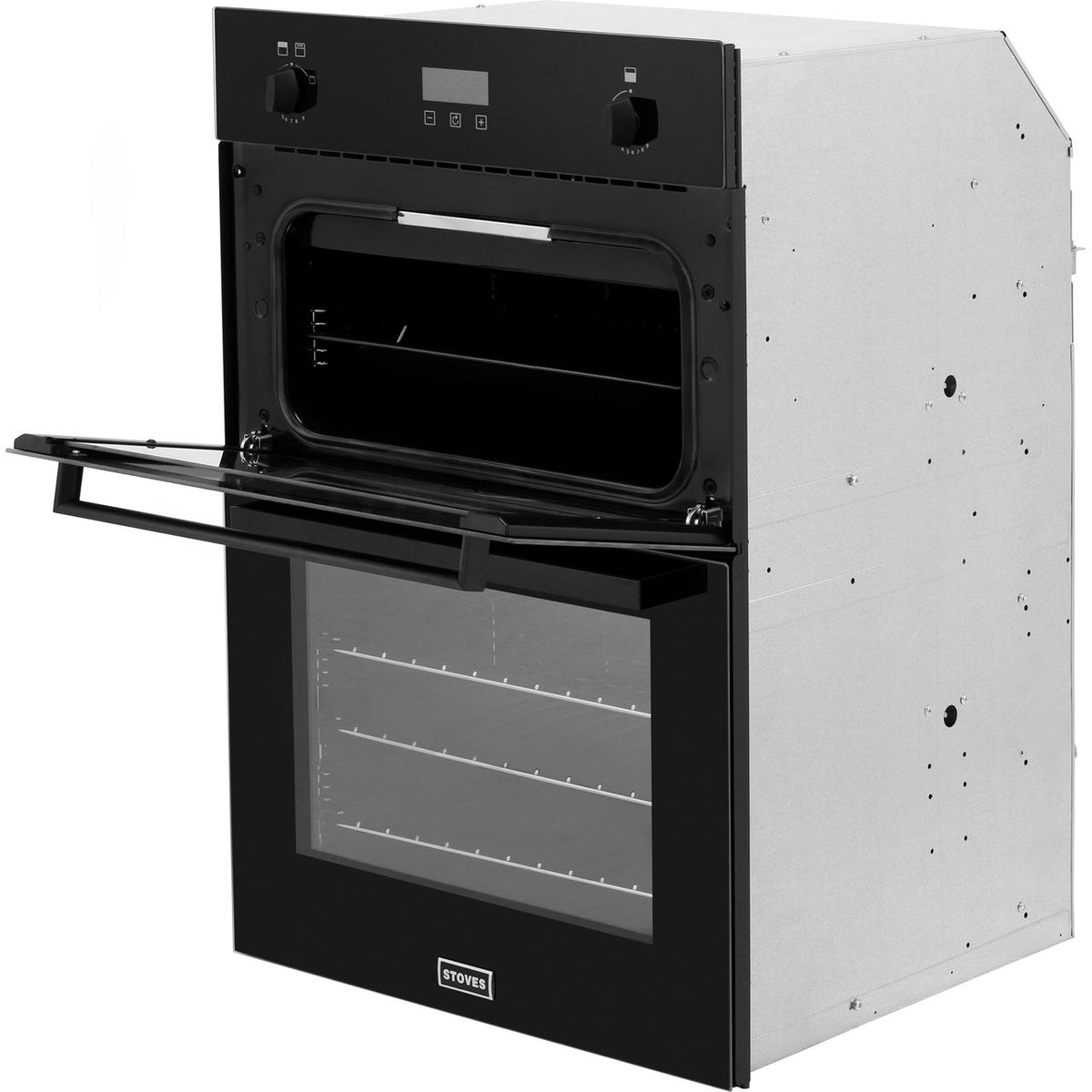 Stoves BI900G Built In Gas Double Oven with Full Width Electric Grill - Black - A-A Rated