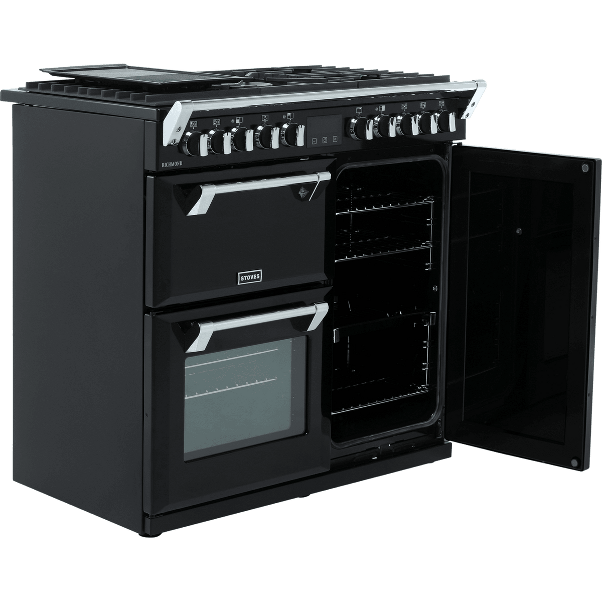 Stoves Richmond S900DF 90cm Dual Fuel Range Cooker - Black - A-A-A Rated