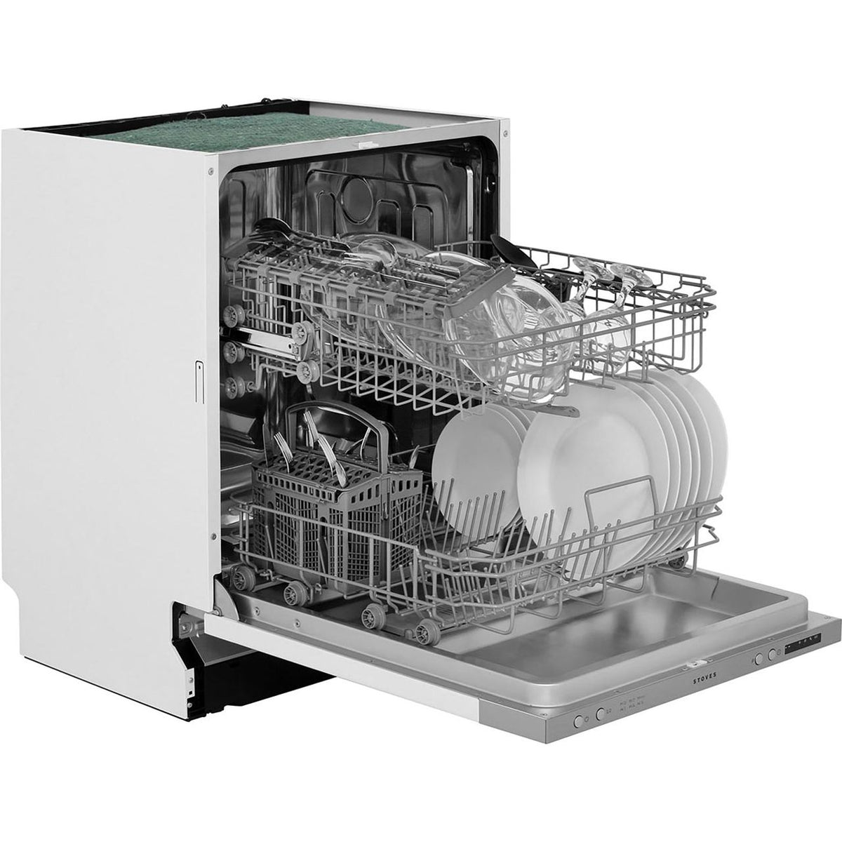 Stoves SDW60 Fully Integrated Standard Dishwasher - Silver Control Panel with Fixed Door Fixing Kit - D Rated