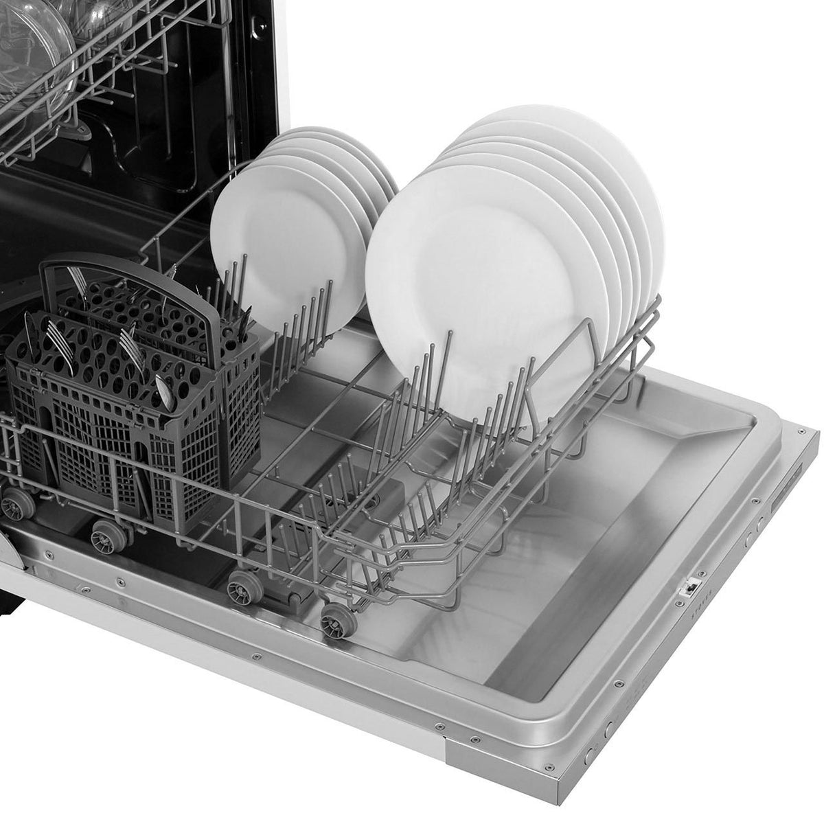 Stoves SDW60 Fully Integrated Standard Dishwasher - Silver Control Panel with Fixed Door Fixing Kit - D Rated