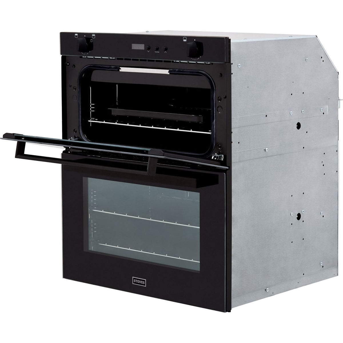 Stoves SGB700PS Built Under Gas Double Oven with Full Width Electric Grill - Black - A-A Rated