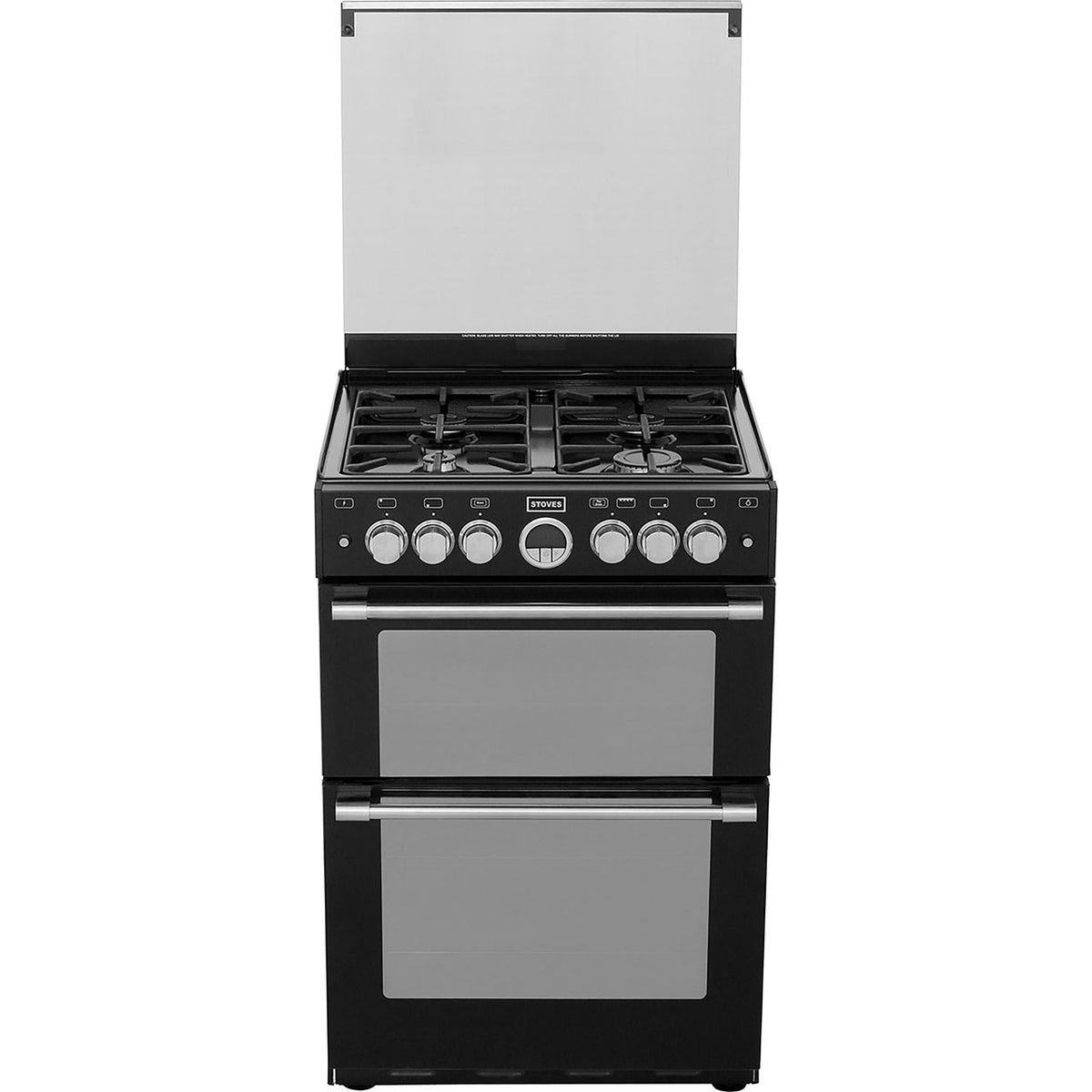 Stoves Sterling STERLING600G 60cm Gas Cooker with Full Width Electric Grill - Black - A-A Rated