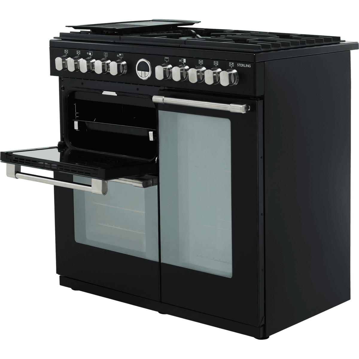 Stoves Sterling S900DF 90cm Dual Fuel Range Cooker - Black - A-A-A Rated