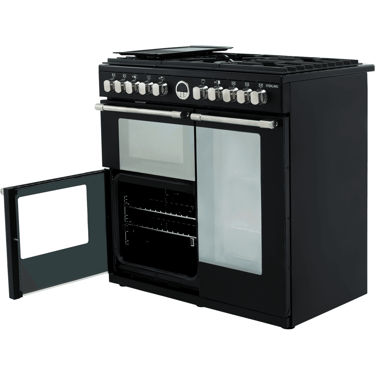 Stoves Sterling S900DF 90cm Dual Fuel Range Cooker - Black - A-A-A Rated