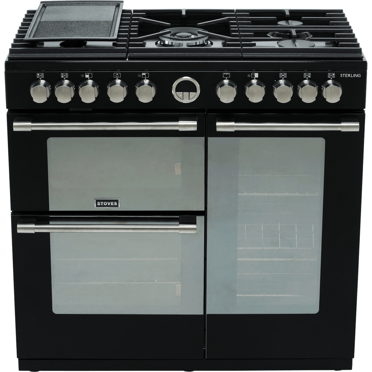 Stoves Sterling S900DF 90cm Dual Fuel Range Cooker - Black - A-A-A Rated